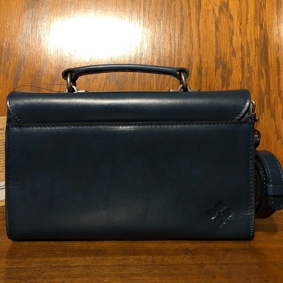 NWT-Patricia Nash-Charonne-Med Satchel with Strap-Tooled Leather-Lapis Blue-$199 - Picture 4 of 12